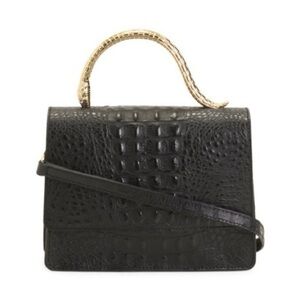 House of Harlow 1960 Croc Embossed Gold Snake Handle Crossbody Bag Like New